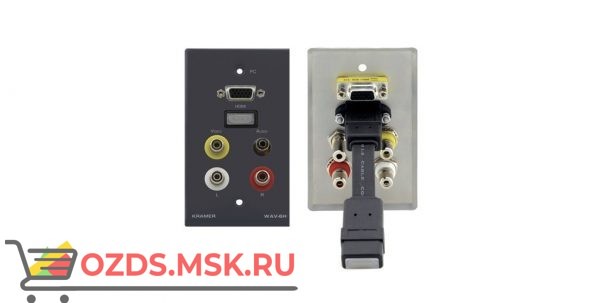 WAV-6H/EU(86)(G) ; цвет серый: Настенная панель-переходник HDMI (розетка-розетка), VGA (розетка-розетка), стерео аудио (3,5-мм розетка-розетка) и 3xRCA (розетка-розетка)