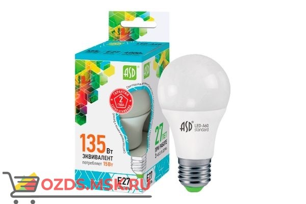 ASD LED-A60 15Вт Е27 4000К 1350Лм: Лампа