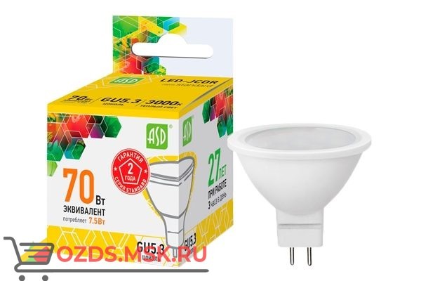 ASD LED-JCDR-standard 7,5вт GU5.3 3000К 675Лм: Лампа