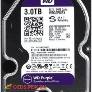 Western Digital WD30PURX Purple для видеорегистраторов 3Tb 64Mb SATA-III: Жесткий диск