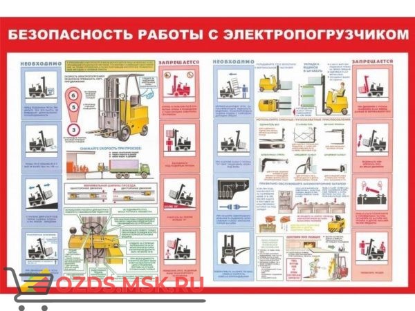 Безопасность работ с электропогрузчиком: Плакат по безопасности