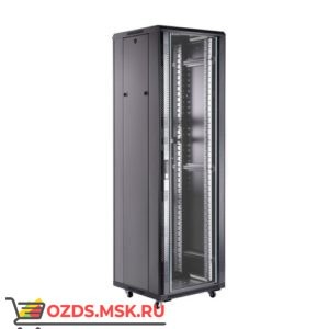 Шкаф телекоммуникационный напольный 42U (600х800х2055) дверь стекло, задняя-перфорир., цвет-черный