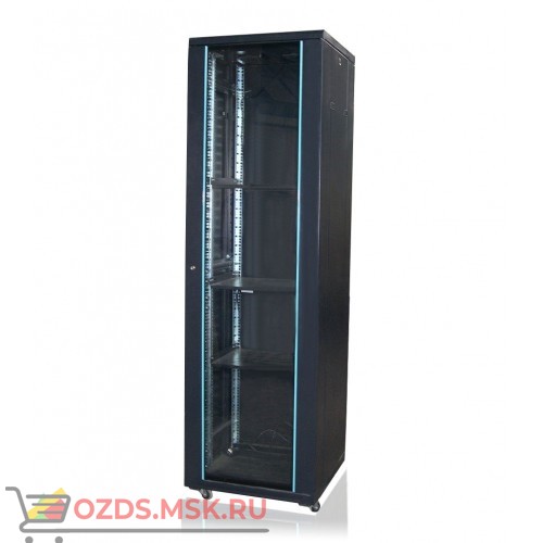 Шкаф телекоммуникационный напольный 22U (600х600х1166) дверь стекло, цвет-черный
