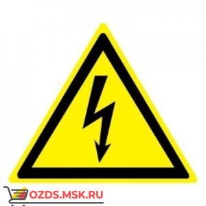 Знак W08 Опасность поражения электрическим током ГОСТ 12.4.026-2015 (Пленка 100 х 100)