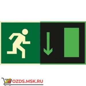 Знак E09 Указатель двери эвакуационного выхода (правосторонний ) (Фотолюминесцентный Пластик 150 x 300) Т2