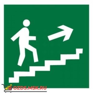 Знак E15 Направление к эвакуационному выходу по лестнице вверх (правосторонний) ГОСТ 12.4.026-2015 (Пластик 200 х 200)