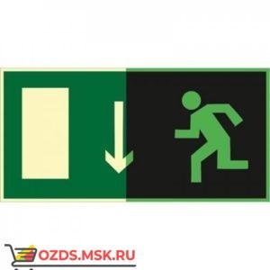 Знак E10 Указатель двери эвакуационного выхода (левосторонний) (Фотолюминесцентный Пленка 150 x 300) Т2